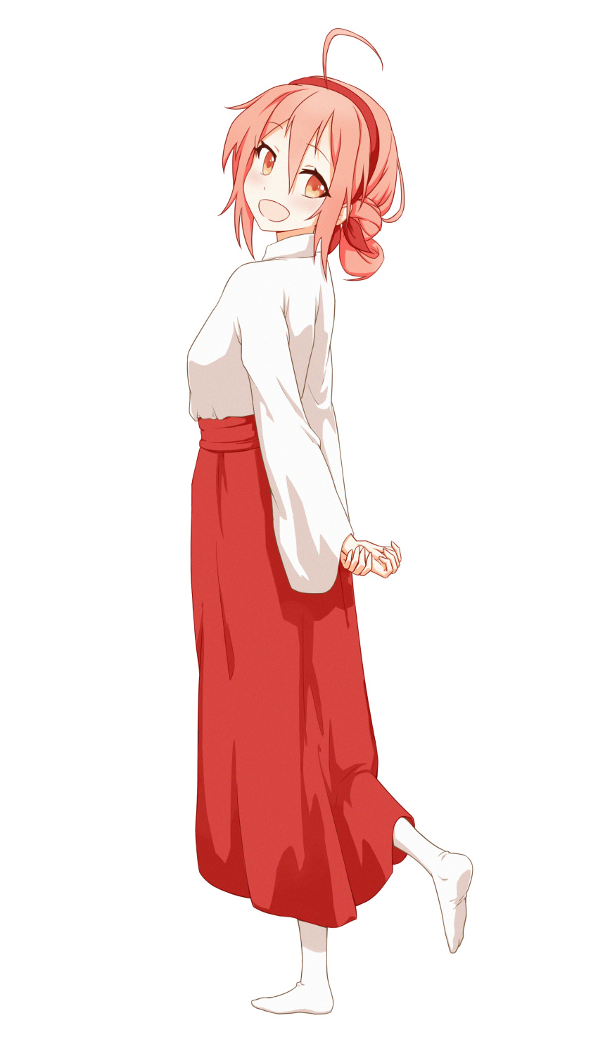 :d, absurdres, ahoge, arms_behind_back, drawfag, full_body, hairband, highres