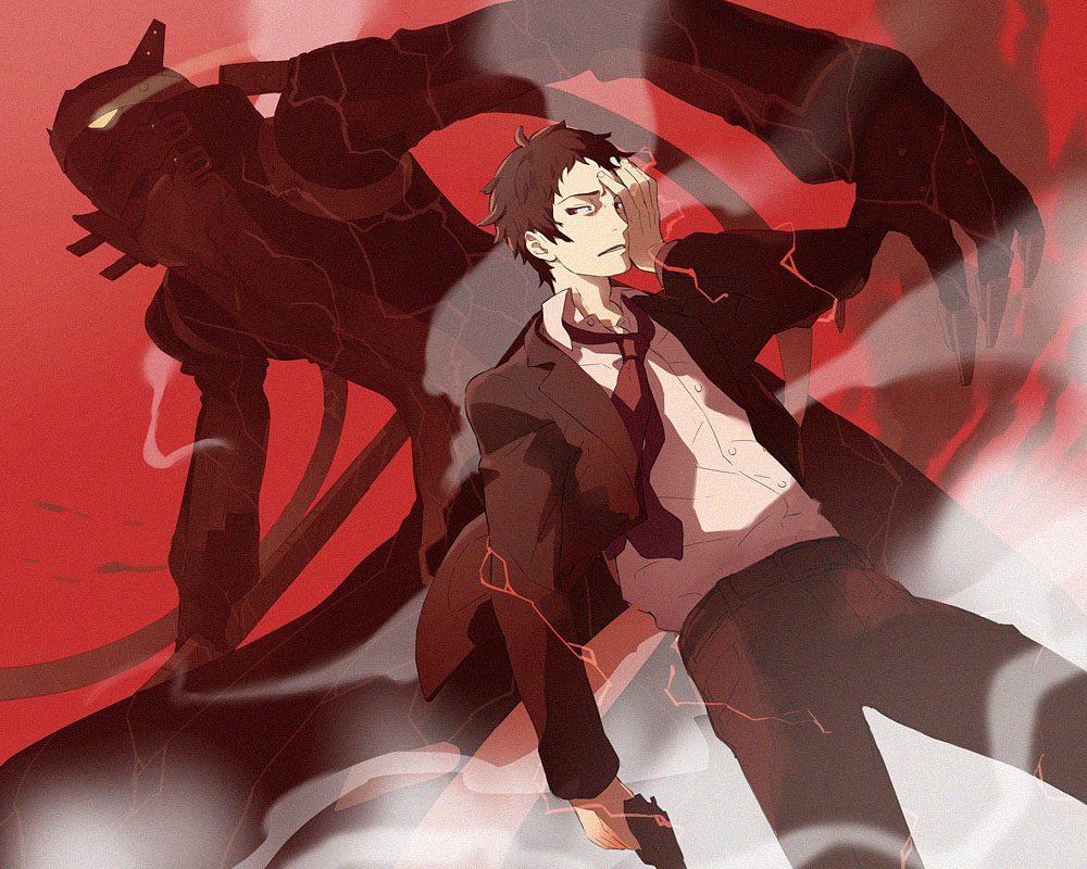 adachi_tohru, ginsyari, gun, handgun, magatsu_izanagi, male, necktie, persona