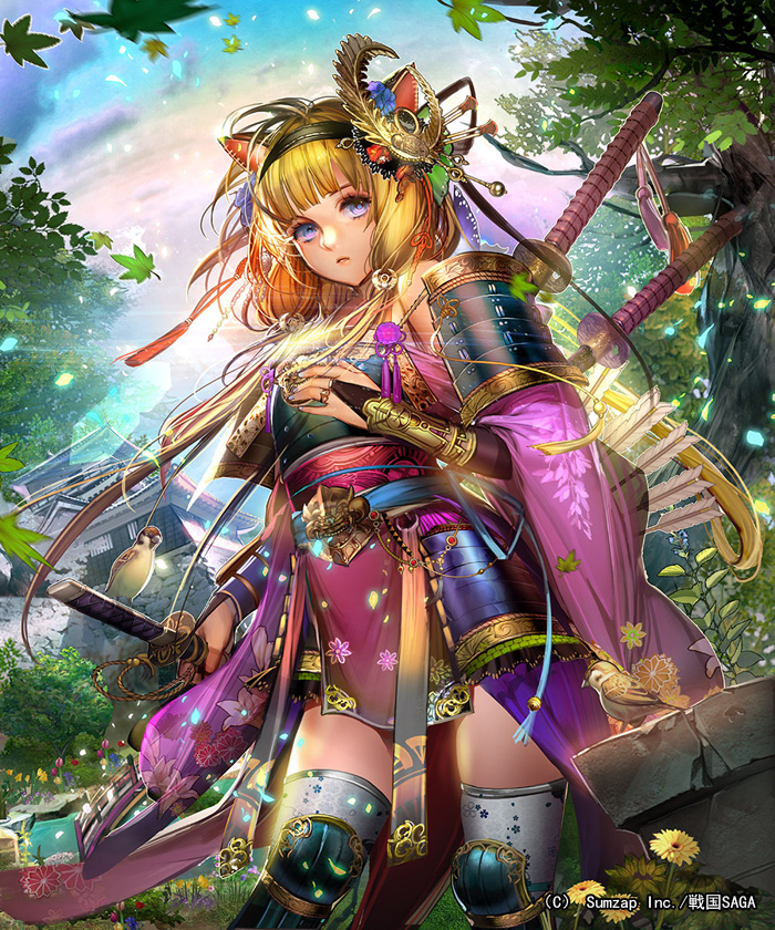 1girl, animal_ears, armor, arrow, bangs, bird, blonde_hair, blunt_bangs