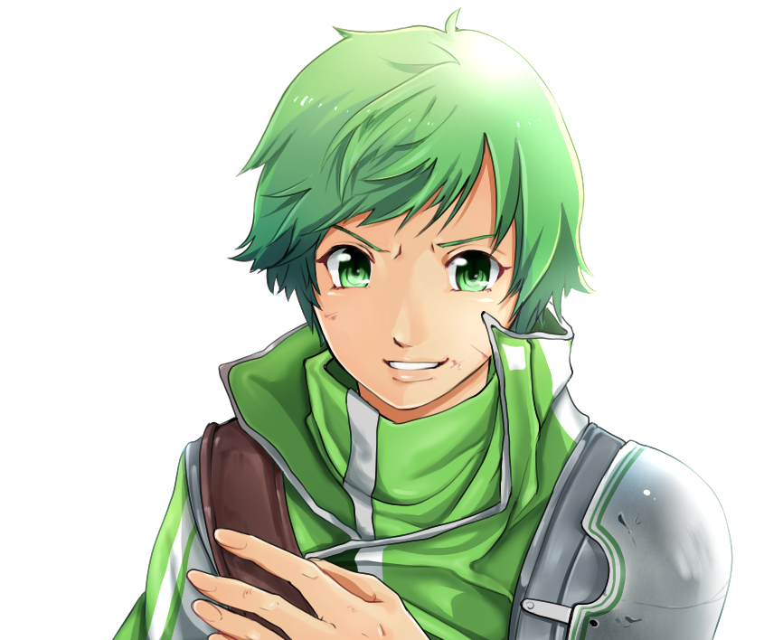 1boy, fire_emblem, fire_emblem:_mystery_of_the_emblem, gordon_(fire_emblem), green_eyes, green_hair, injury, kizi_sizui23