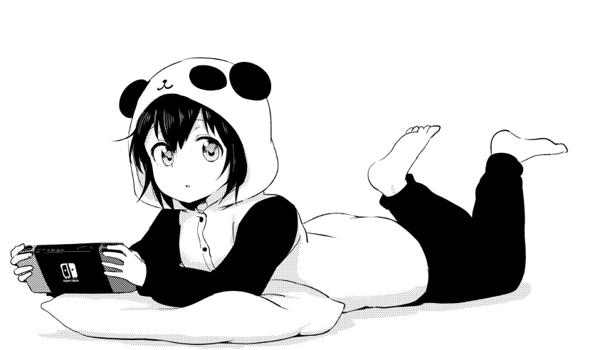 1girl, 9so_(ponchon), animal_costume, barefoot, buttons, feet, funami_yui, highres