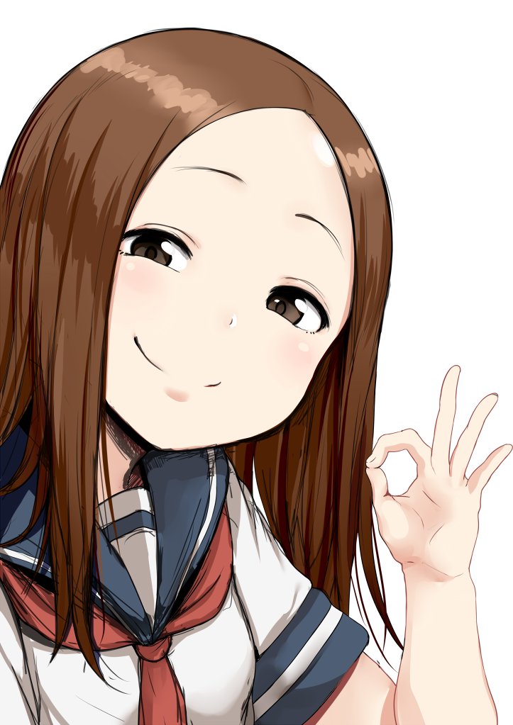 1girl, black_eyes, blue_sailor_collar, blush, brown_hair, closed_mouth, commentary_request, fingernails