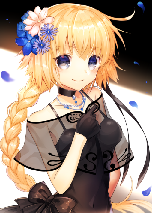1girl, alternate_costume, aoi_sana, bangs, bare_shoulders, black_bow, black_choker, black_dress