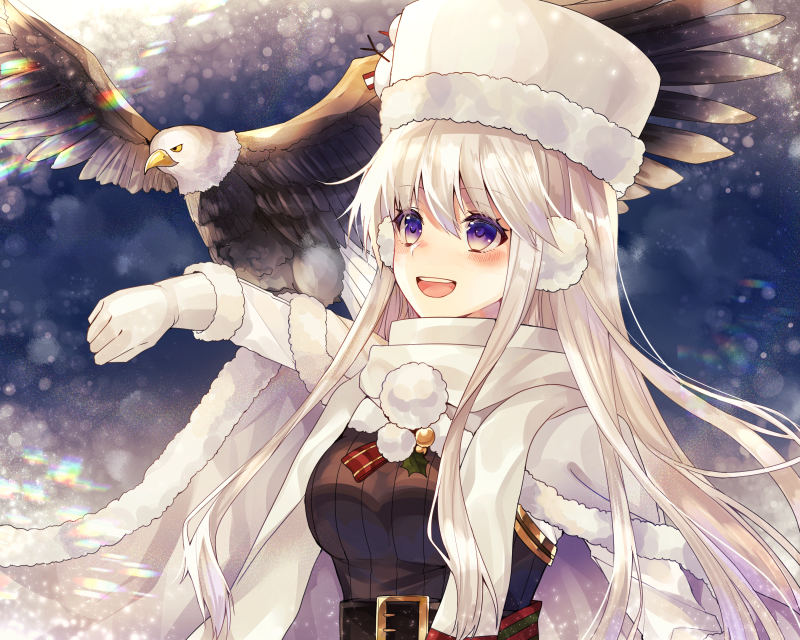 1girl, alternate_costume, aoi_sana, azur_lane, bangs, belt, bird, bird_on_arm