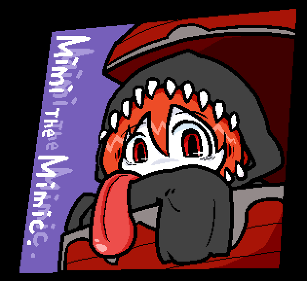 1girl, khimera_destroy_all_monster_girls, mimi_(khimera), mimic, mimic_chest, monster_girl, redhead, remoremora, white_skin