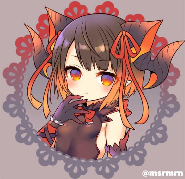 1girl, bangs, black_gloves, blush, bow, bowtie, breasts, brown_hair