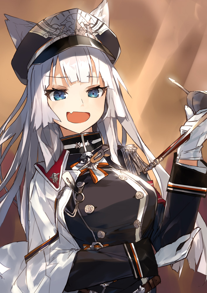 1girl, animal_ears, bangs, blue_eyes, breasts, capelet, dog_ears, double-breasted