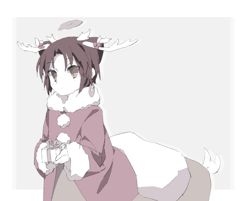 1girl, antlers, boro_(tn-boro), box, centaur, clantail, expressionless, gift