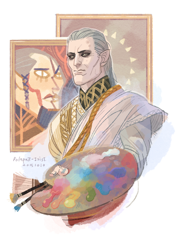 1boy, artist_name, dated, drawing, ge'els, grey_hair, isist, male_focus