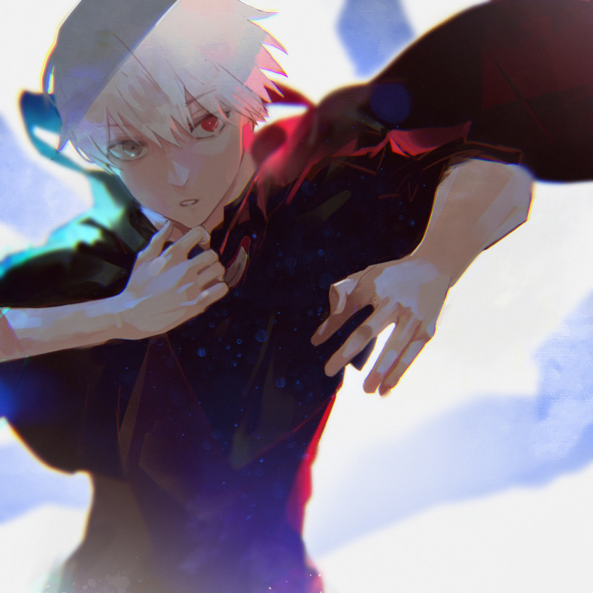 1boy, grey_hair, heterochromia, highres, kaneki_ken, kyuuba_melo, looking_at_viewer, mask