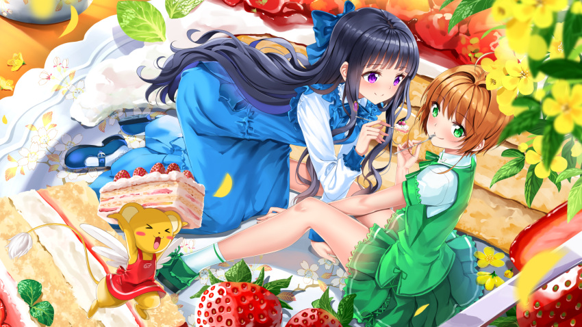 >_<, 2girls, :3, :d, all_fours, antenna_hair, bangs, between_legs