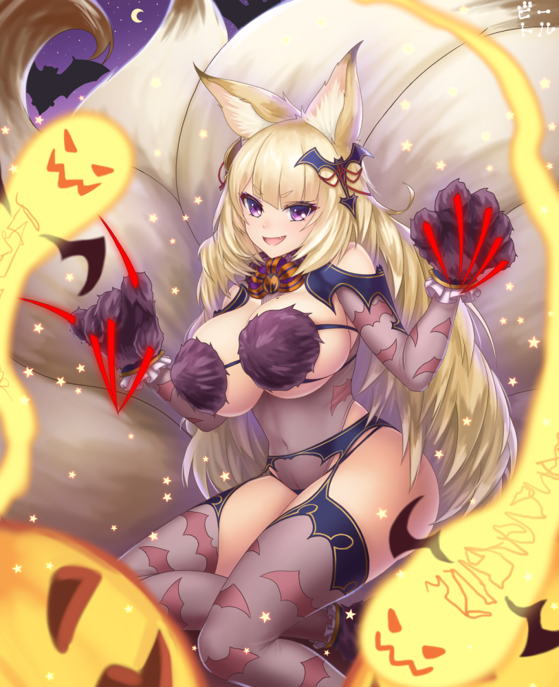 1girl, :d, animal_ears, animal_print, bat, bat_hair_ornament, bat_print, bettle_(b_s_a_n)
