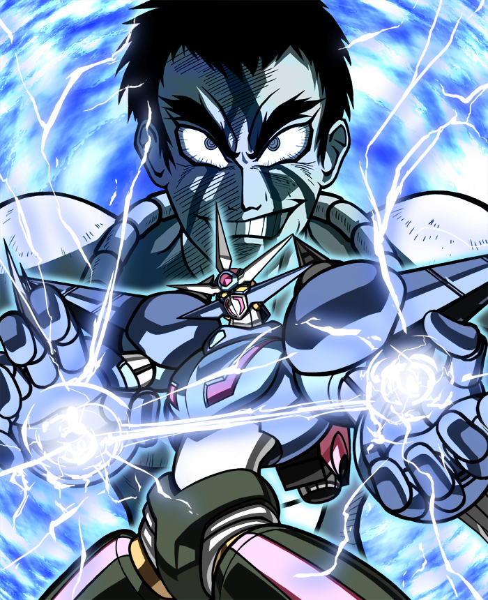evil_grin, evil_smile, getter_robo, gou_ichimonji, grin, manly, mecha, neo_getter-1, shin_getter_robo_vs_neo_getter_robo, smile, super_robot, taaburu