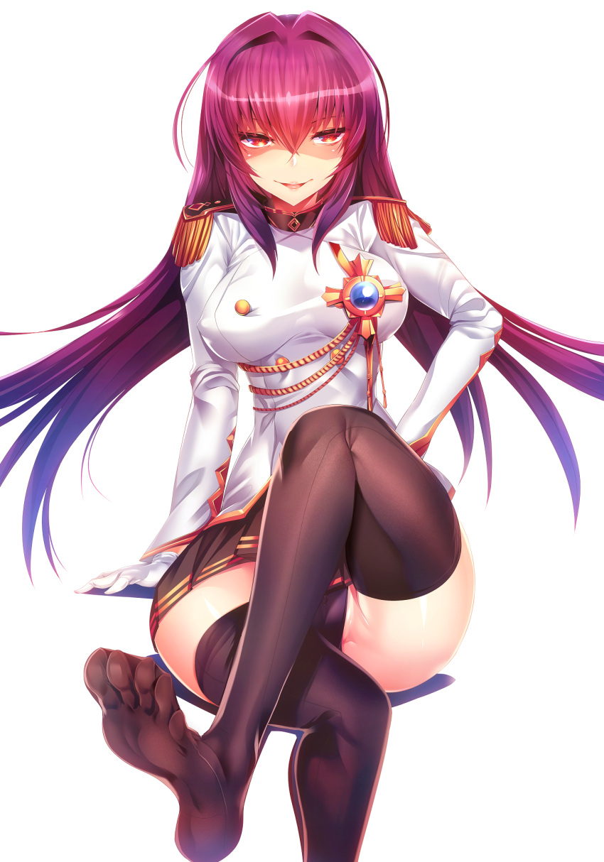 1girl, ass, black_legwear, black_panties, breasts, epaulettes, fate/extella, fate/extra