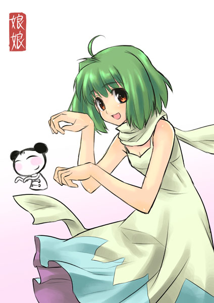 azsa, dancing, green_hair, macross, macross_frontier, makishima_azusa, nyan-nyan_dance, open_mouth