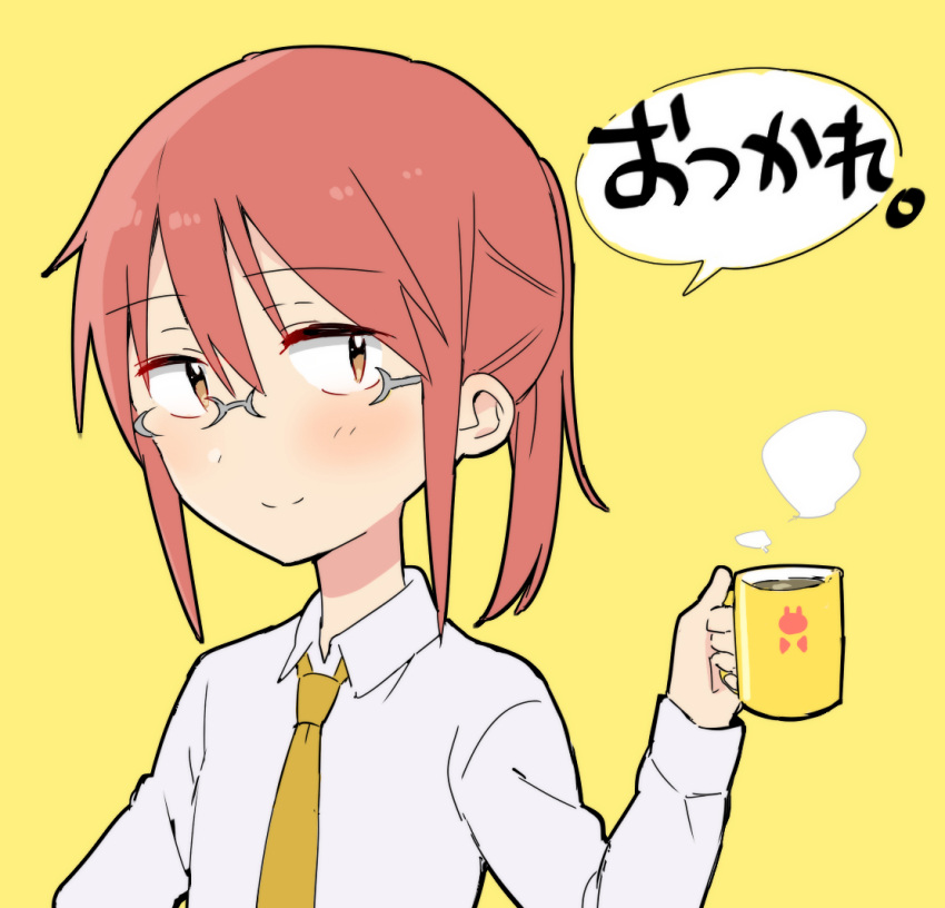 1girl, bangs, blush, brown_eyes, brown_hair, closed_mouth, coffee, coffee_mug