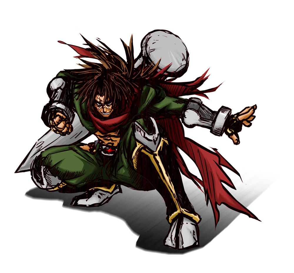 blazblue, male, manly, nail, ninja, scar, scarf, shishigami_bang