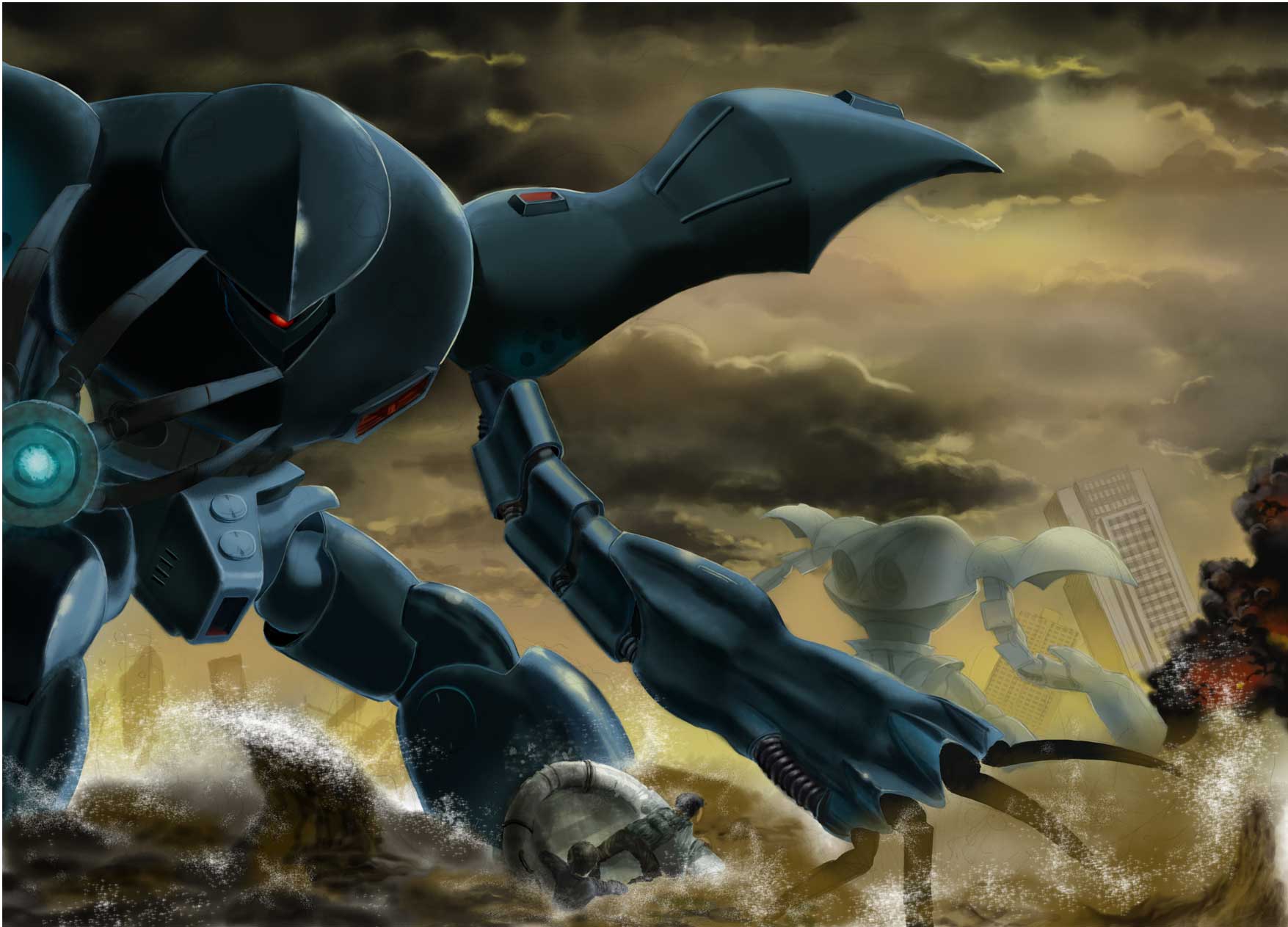 city, edamame_(artist), edamame_yasan, gundam, gundam_0080, highres, hygogg, mecha