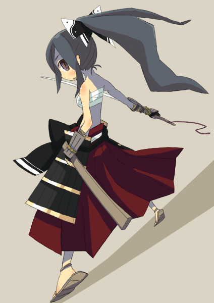 bandage, black_eyes, black_hair, bushidou_(sekaiju), cocorou, disgaea, hakama, japanese_clothes