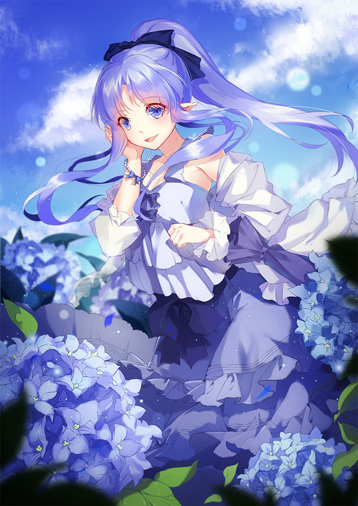 1girl, bare_shoulders, blush, caster, caster_lily, commentary_request, dress, fate/grand_order