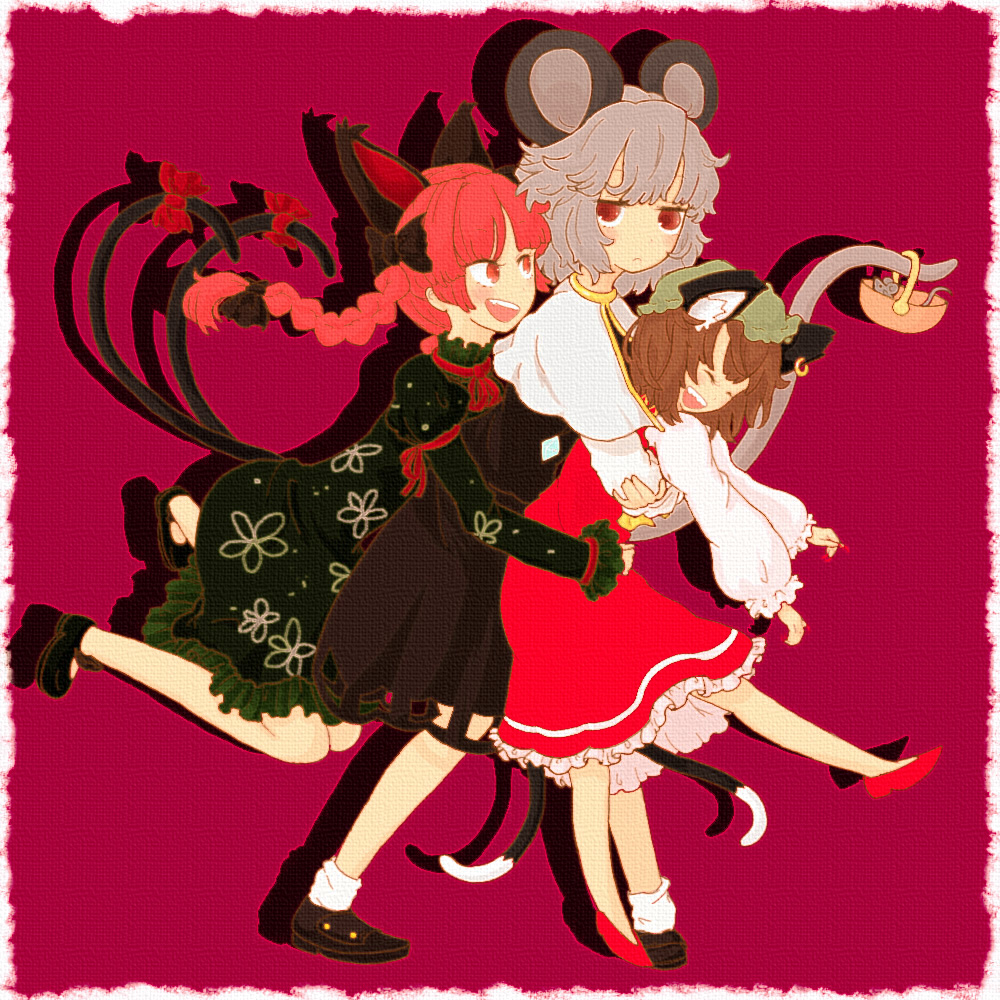 chen, kaenbyou_rin, nazrin, suiyou_taruta, suiyoubi, touhou