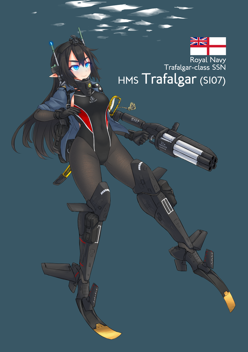 1girl, black_hair, black_legwear, blue_eyes, blue_jacket, dakku_(ogitsune), diving_mask, full_body