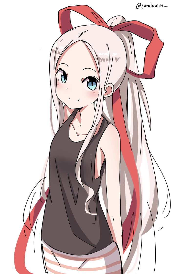 1girl, blue_eyes, closed_mouth, fudatsuki_kyouko, fudatsuki_no_kyouko-chan, hair_ribbon, juralumin, long_hair