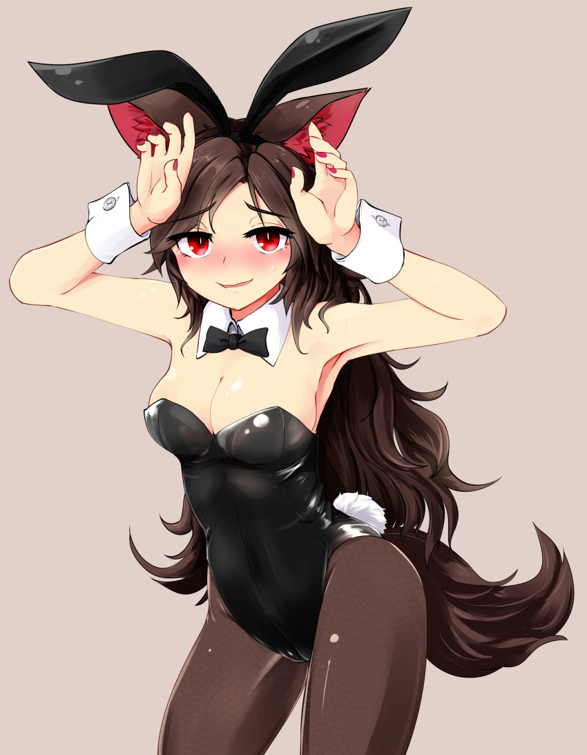1girl, absurdres, alternate_costume, animal_ears, armpits, bare_arms, black_hairband, black_legwear