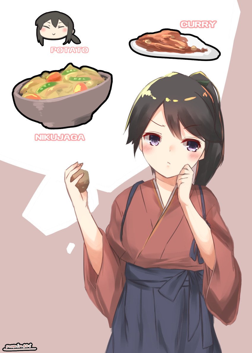 2girls, black_eyes, black_hair, bowl, closed_eyes, curry, curry_rice, food