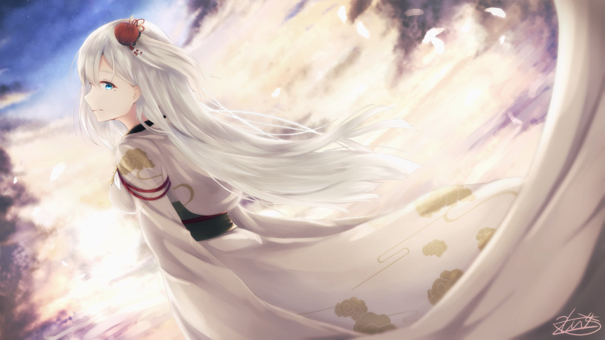 1girl, aiguillette, arms_at_sides, azur_lane, bangs, black_gloves, blue_eyes, blush