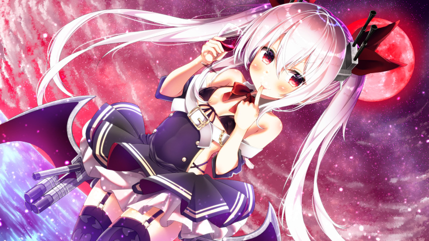 1girl, :p, alcohol, azur_lane, bangs, bare_shoulders, bikini_top, black_bikini_top