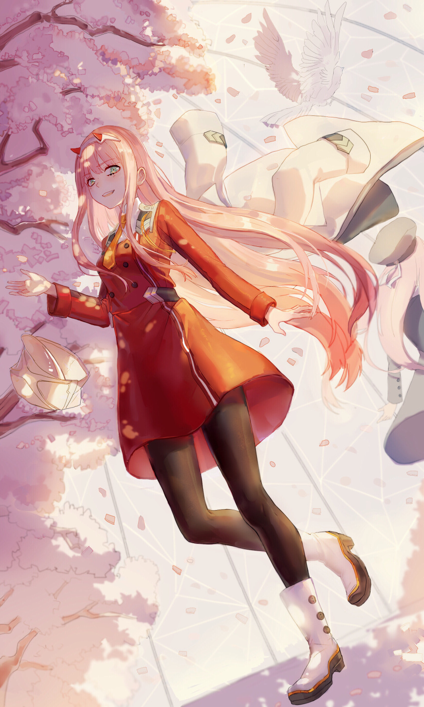 1girl, absurdres, bekko, darling_in_the_franxx, high_heels, highres, horns, landscape