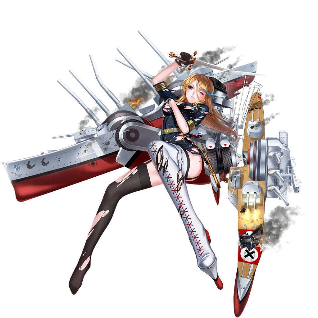 1girl, ;/, arm_up, artist_request, battle_damage, belt, black_gloves, black_legwear