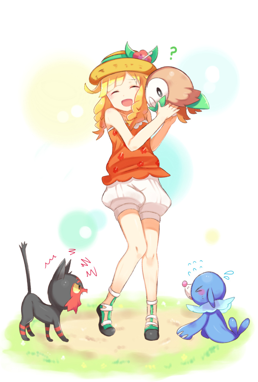 1girl, blonde_hair, blush, character_request, closed_eyes, fuwasn1545, highres, long_hair
