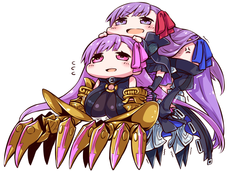 3girls, anger_vein, bb_(fate/extra_ccc), breasts, chibi, choker, esoragoto, fate/extra