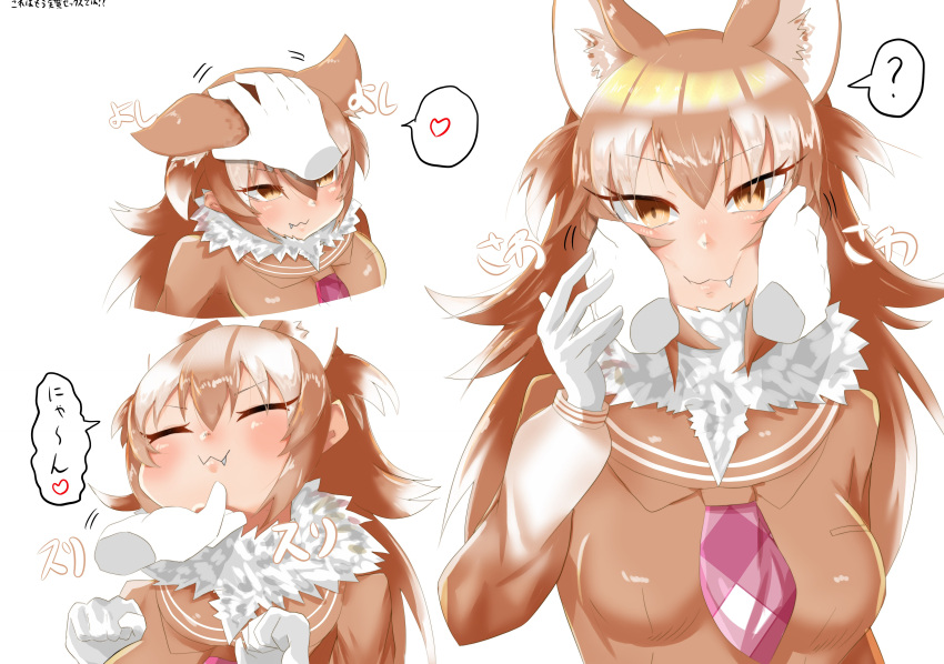 1girl, :3, ?, absurdres, brown_eyes, brown_hair, cheek_squash, closed_eyes