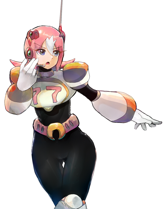 breastplate, breasts, byte_(grunty-hag1), headset, nana_(rockman), pink_hair, rockman, rockman_x