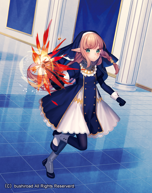1girl, battle_sister_kipferl, braid, bullet, cardfight!!_vanguard, choco_holic, company_name, dress