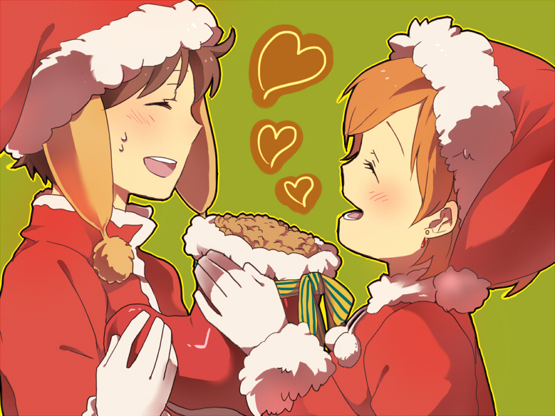 1boy, 1girl, asbel_(nausicaa), blush, breasts, brown_hair, commentary_request, earrings