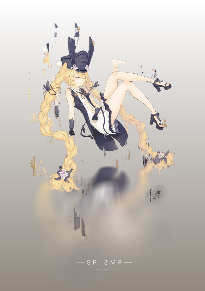 1girl, absurdres, ammunition_pouch, animal_ears, anklet, artist_name, bangs, black_neckwear