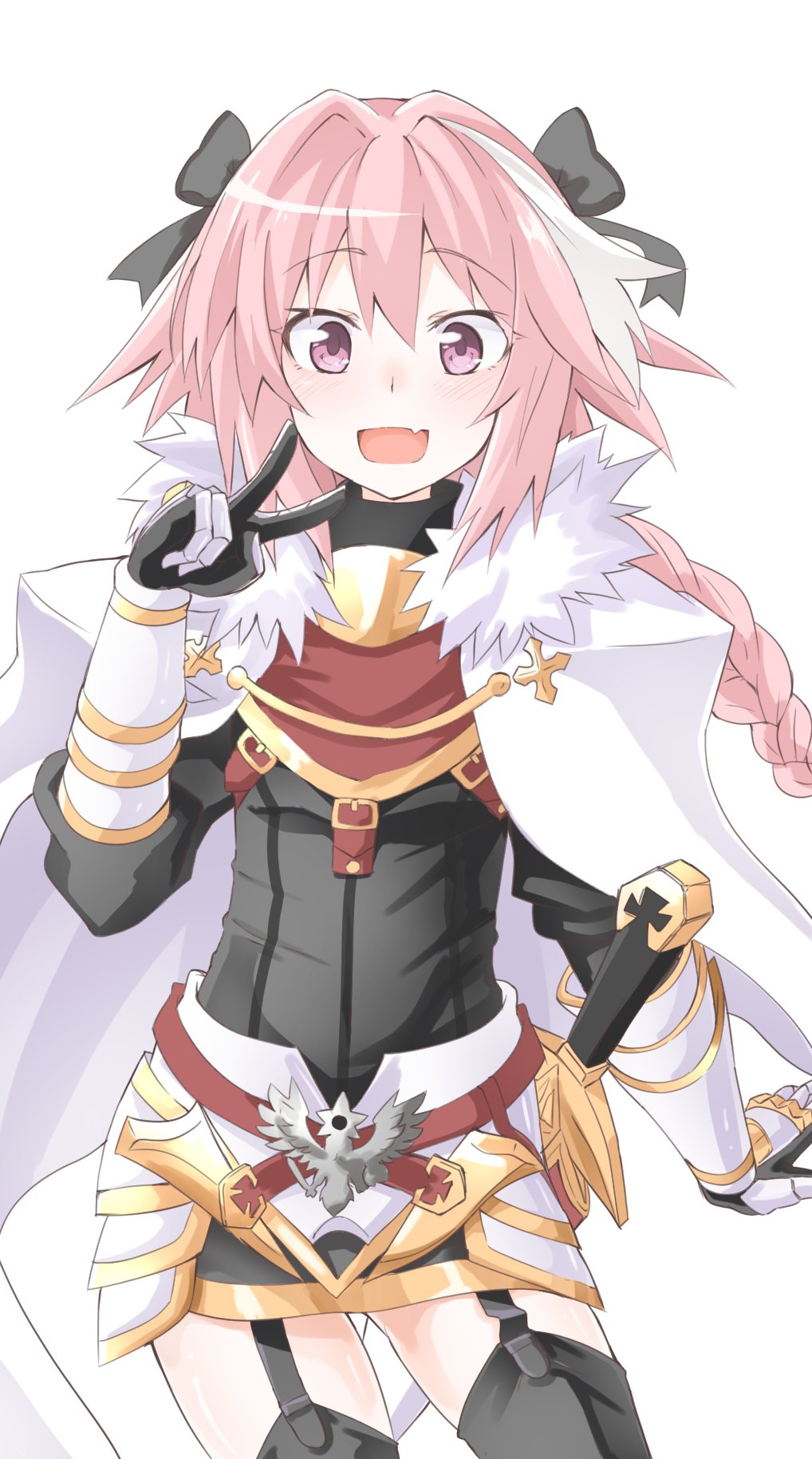astolfo_(fate), black_bow, bow, braid, fang, fate/apocrypha, fate_(series), highres