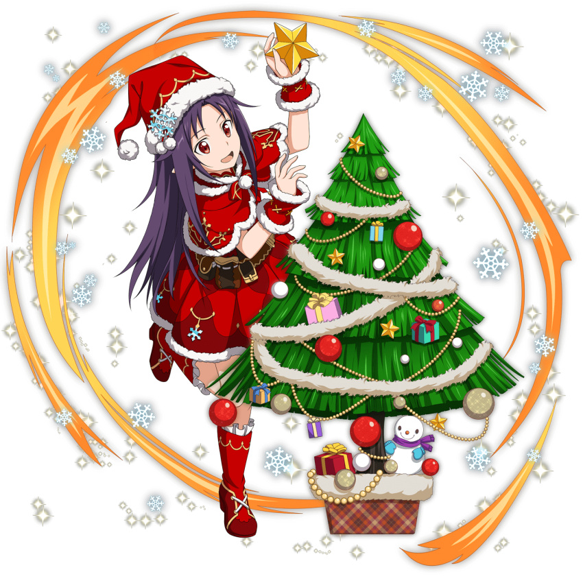 christmas, konno_yuuki, long_hair, red-eyes, vio9let_hair