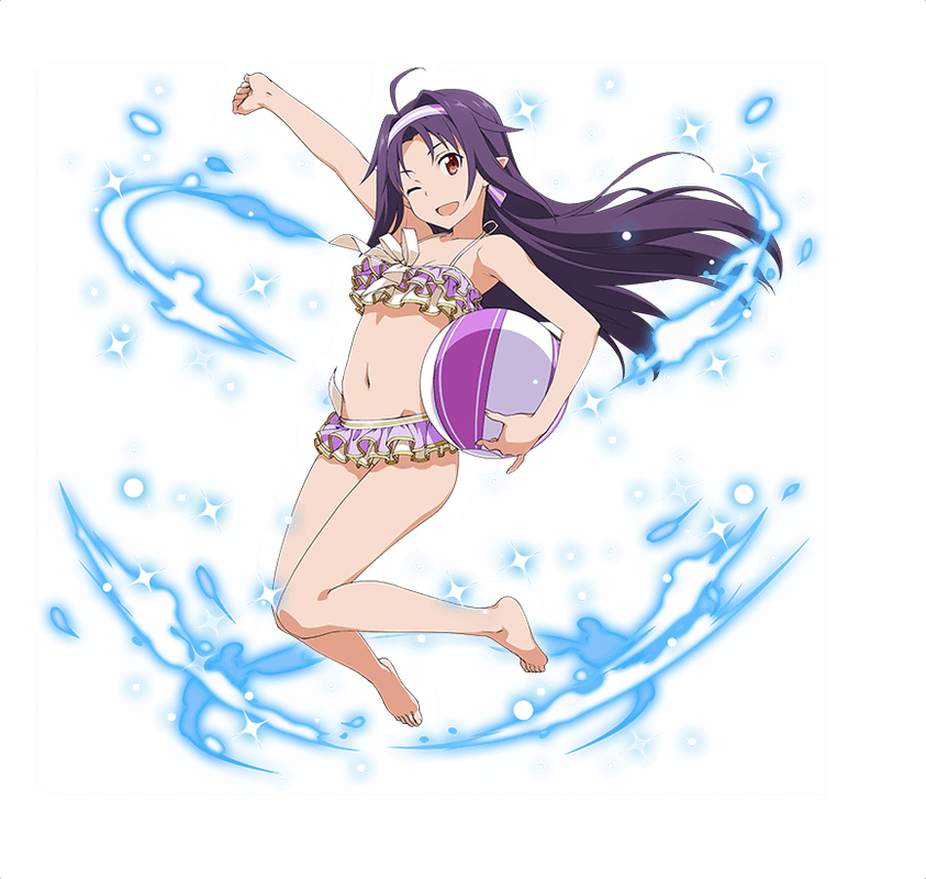 bikini, konno_yuuki, long_hair, red-eyes, violet_hair