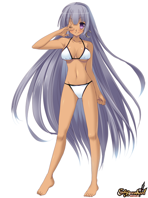 1girl, bikini, breasts, earrings, end_breaker!, jewelry, large_breasts, long_hair