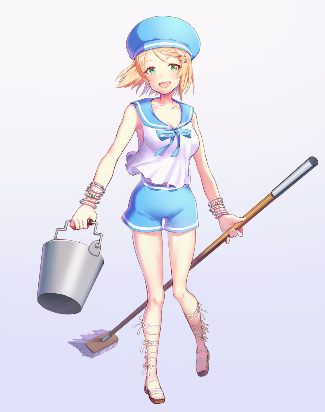 1girl, alternate_costume, blonde_hair, breasts, cecilia_lynne_adelhyde, commentary_request, green_eyes, highres
