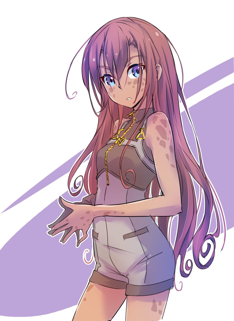 1girl, bare_arms, bare_shoulders, blue_eyes, brown_hair, character_request, cowboy_shot, curly_hair