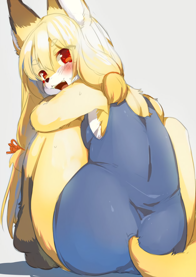 1girl, animal_ears, ass, blush, eyebrows_visible_through_hair, fox_ears, fox_girl, fox_tail