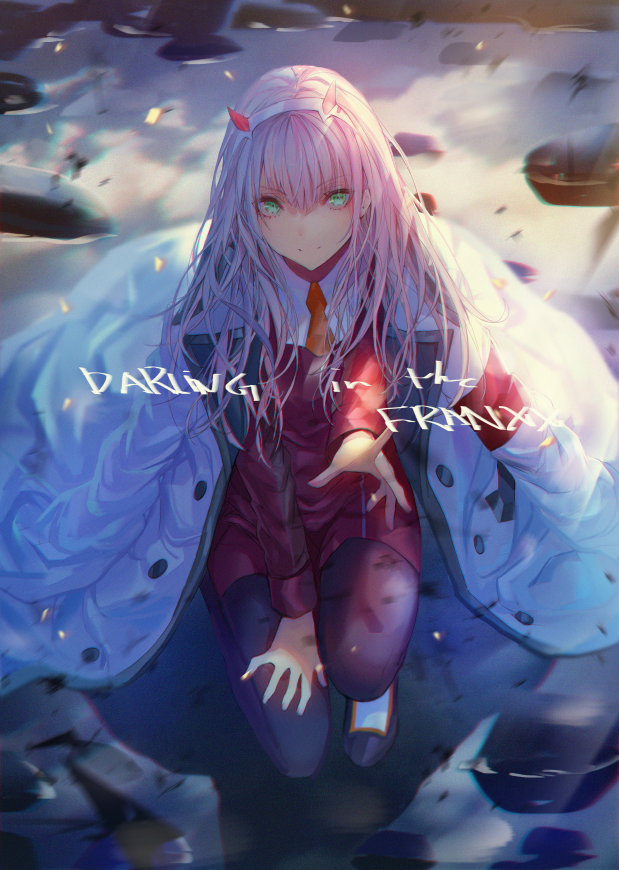 1girl, aqua_eyes, bangs, closed_mouth, clothes_on_shoulders, coat, darling_in_the_franxx, eyebrows_visible_through_hair