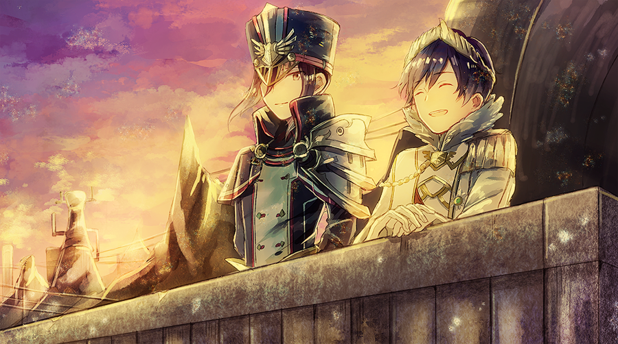 1boy, 1girl, closed_eyes, cousins, gloves, hat, jewelry, kro