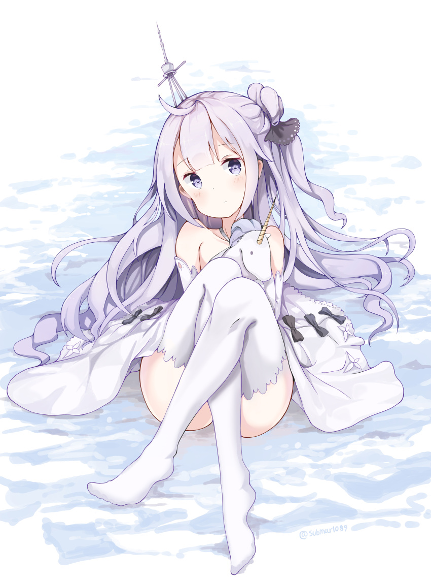 1girl, absurdres, ahoge, azur_lane, bangs, black_bow, black_ribbon, blush